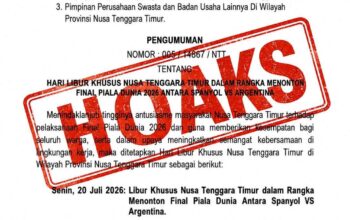Diduga Surat Libur Nonton Final Piala Dunia 2026 Beredar, Pemprov NTT Tegaskan Hoaks